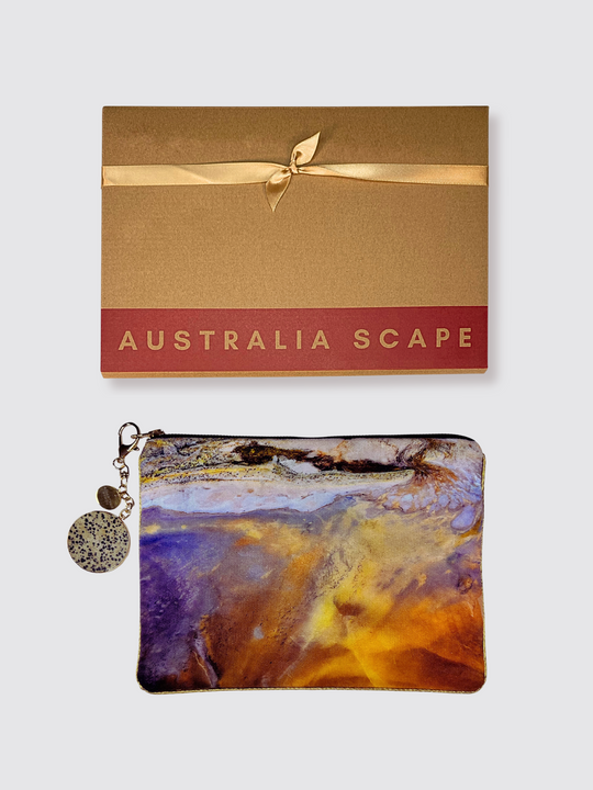 Lake Eyre clutch in Australia Scape gift box, ready for gifting.
