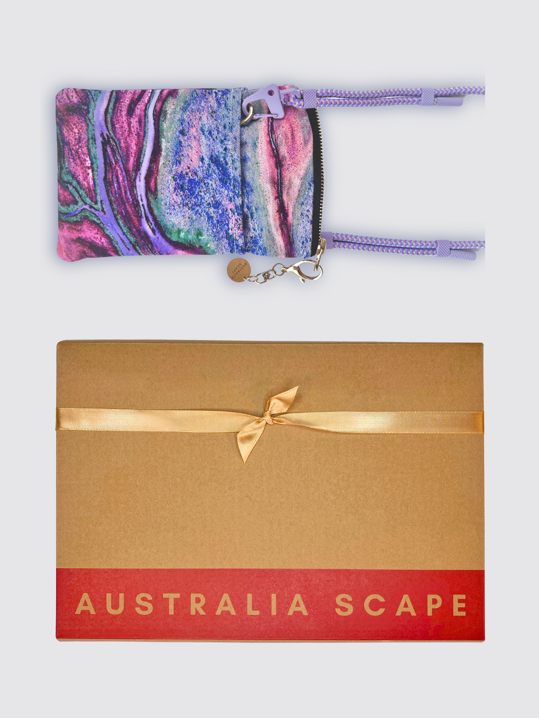 Port Hedland phone pouch in Australia Scape gift box, ready for gifting.