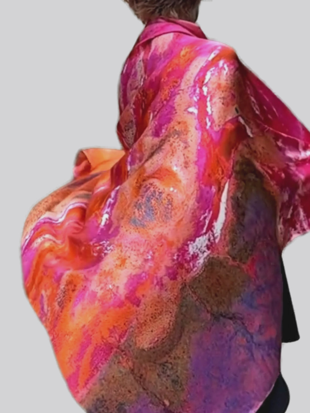 Australia Scape designer scarf in 100% silk featuring the Karratha landscape — slow motion video showing the silk reflections and drape.