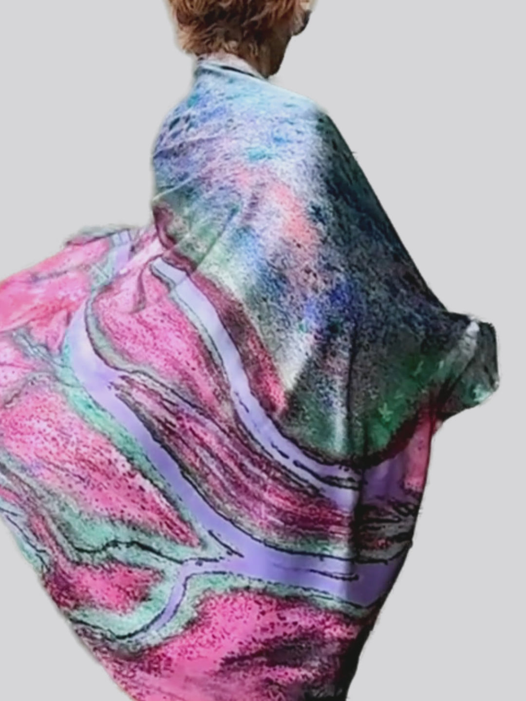 Australia Scape designer scarf in 100% silk featuring the Port Hedland landscape — slow motion video showing the silk reflections and drape.
